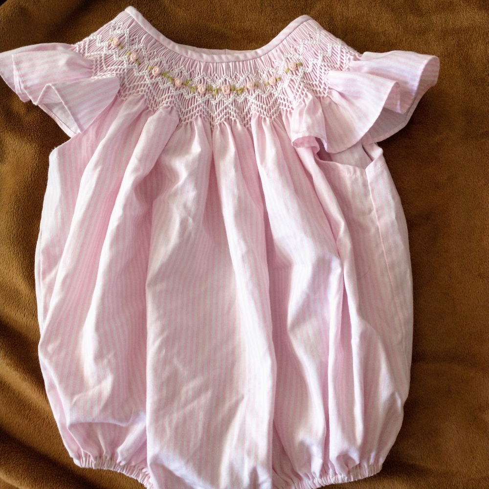 Pink and white bubble romper
